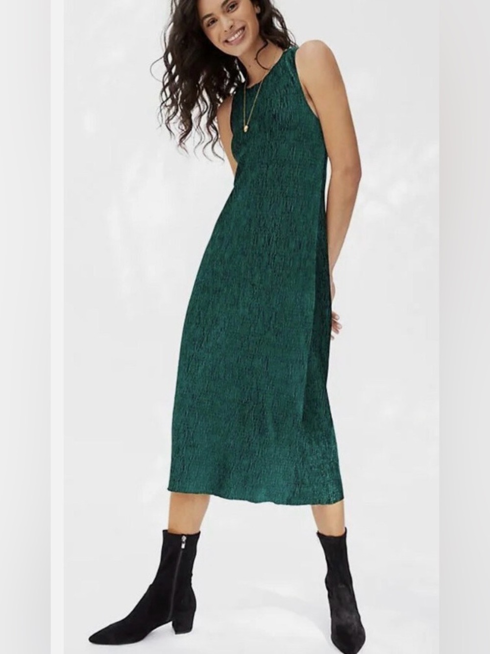 Maeve - adrienne crinkle velvet twist back dress midi shimmer anthropologie NWT
